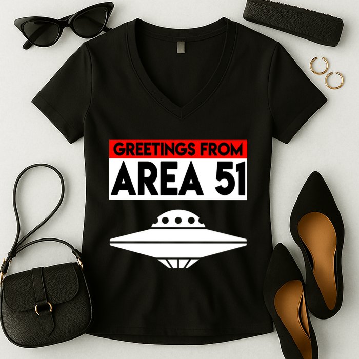 Greetings From Area 51 Women's V-Neck T-Shirt