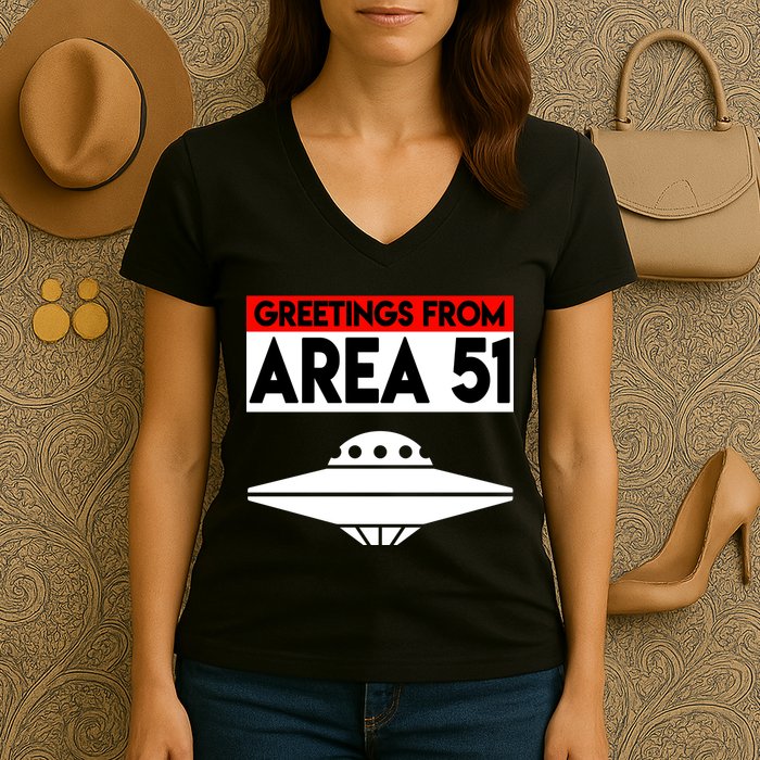Greetings From Area 51 Women's V-Neck T-Shirt
