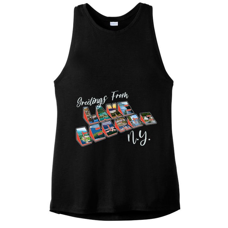 Greetings From Lake George New York NY Ladies PosiCharge Tri-Blend Wicking Tank
