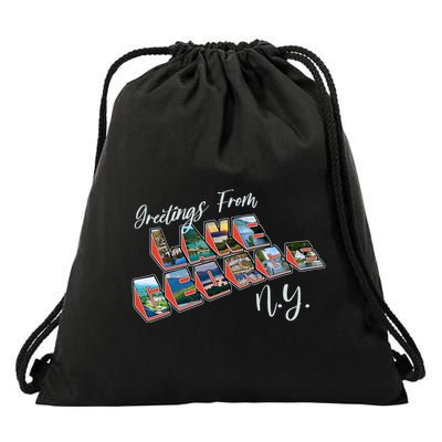 Greetings From Lake George New York NY Drawstring Bag