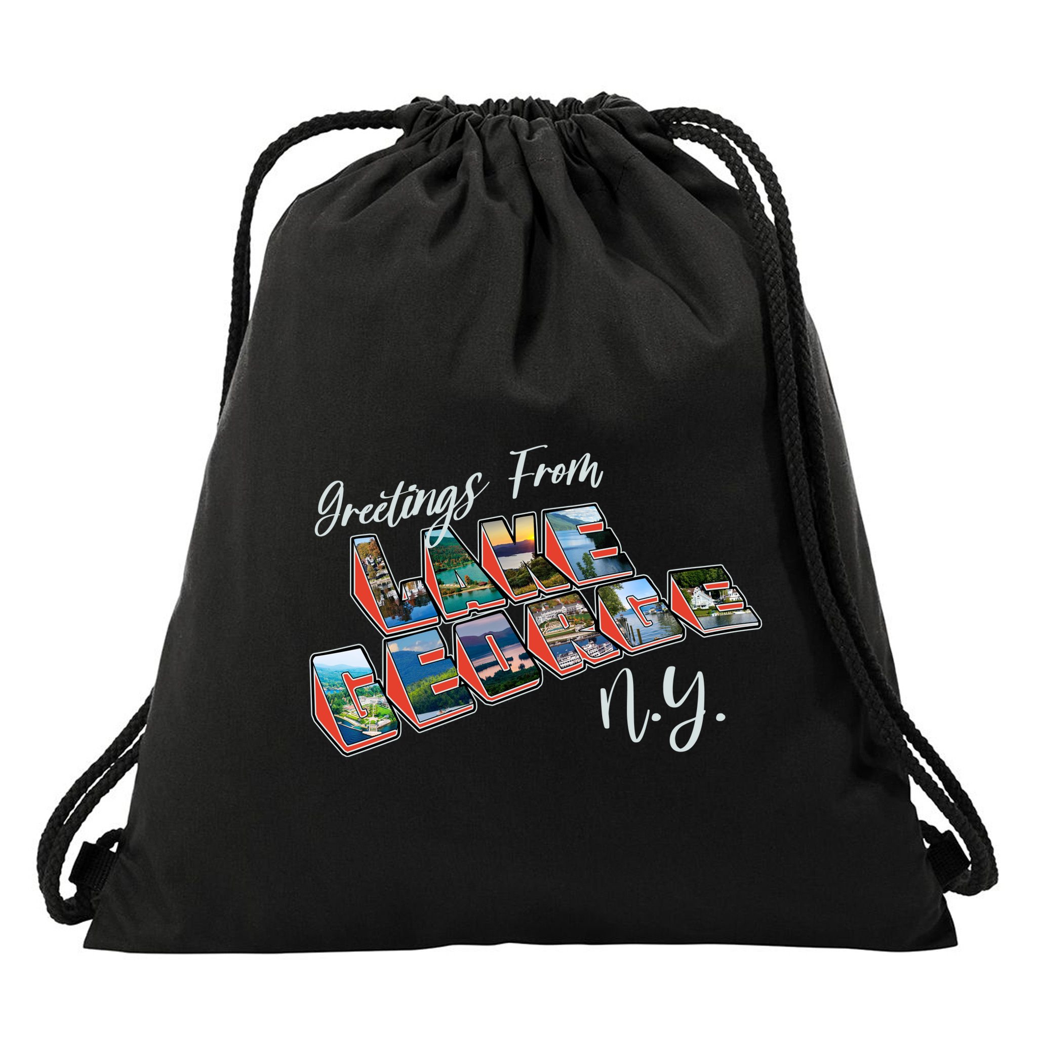 Greetings From Lake George New York NY Drawstring Bag