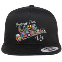 Greetings From Lake George New York NY Flat Bill Trucker Hat