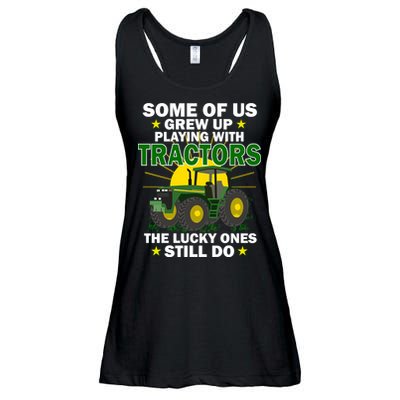 Grew Up Playing With Tractors Lucky Ones Still Do Ladies Essential Flowy Tank