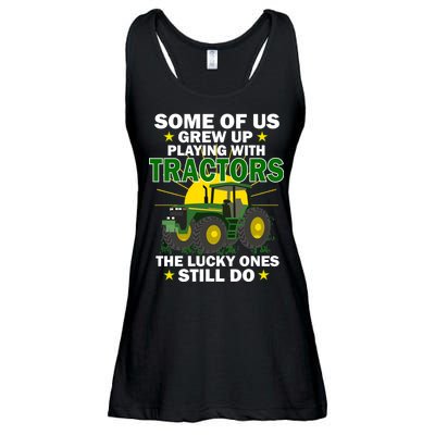 Grew Up Playing With Tractors Lucky Ones Still Do Ladies Essential Flowy Tank