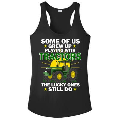 Grew Up Playing With Tractors Lucky Ones Still Do Ladies PosiCharge Competitor Racerback Tank