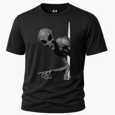 Grey Alien Peaking  Area 51 UFO Abduction Performance Shirt