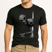 Grey Alien Peaking  Area 51 UFO Abduction Cooling Performance Crew T-Shirt
