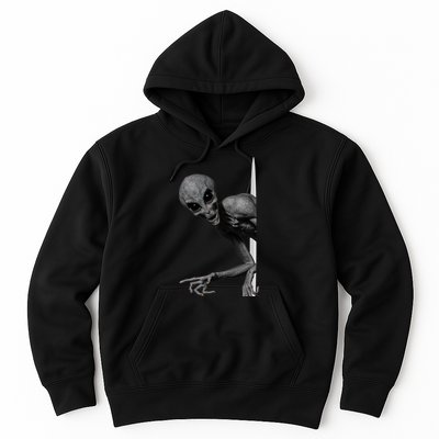 Grey Alien Peaking  Area 51 UFO Abduction Hoodie