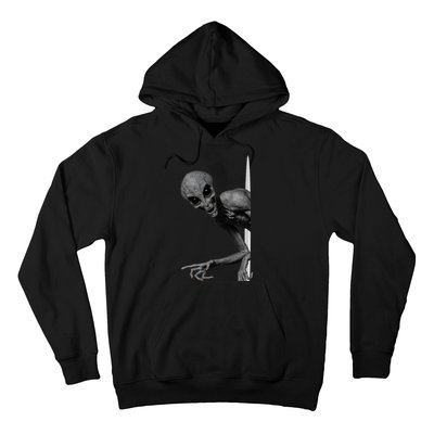 Grey Alien Peaking  Area 51 UFO Abduction Hoodie