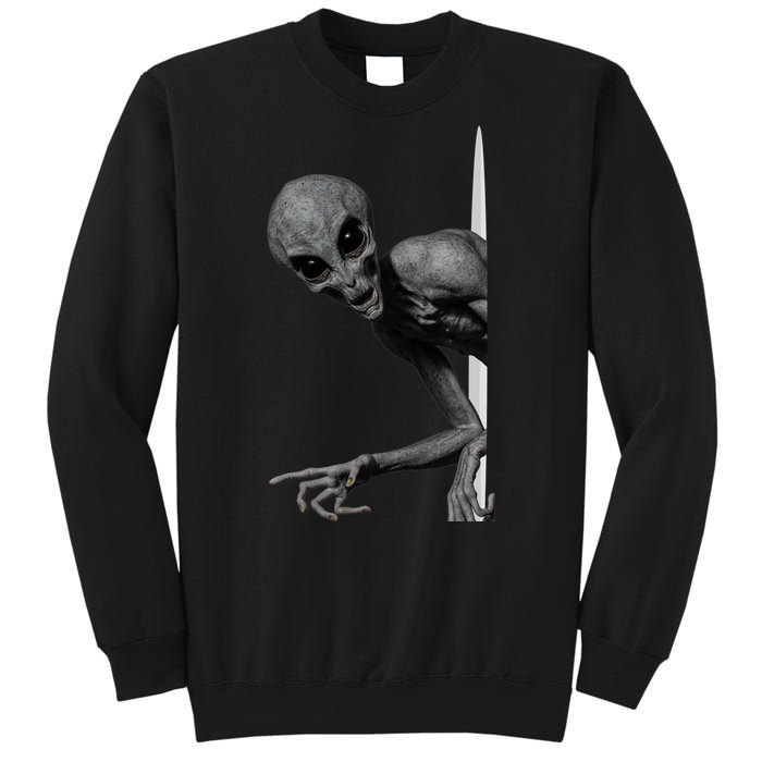 Grey Alien Peaking  Area 51 UFO Abduction Sweatshirt