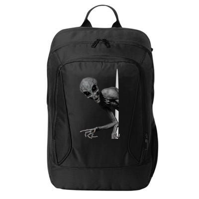 Grey Alien Peaking  Area 51 UFO Abduction City Backpack