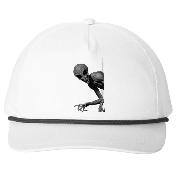 Grey Alien Peaking  Area 51 UFO Abduction Snapback Five-Panel Rope Hat