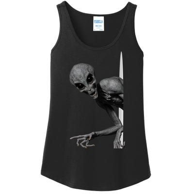 Grey Alien Peaking  Area 51 UFO Abduction Ladies Essential Tank