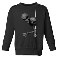 Grey Alien Peaking  Area 51 UFO Abduction Toddler Sweatshirt