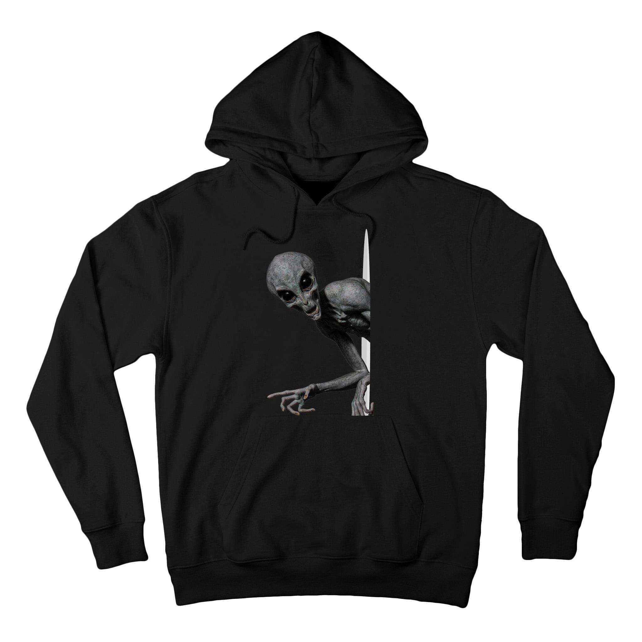Grey Alien Peaking  Area 51 UFO Abduction Tall Hoodie
