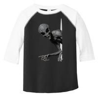 Grey Alien Peaking  Area 51 UFO Abduction Toddler Fine Jersey T-Shirt