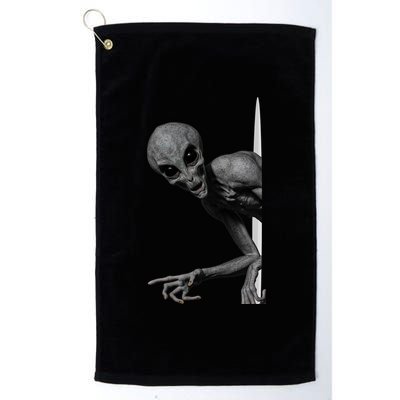 Grey Alien Peaking  Area 51 UFO Abduction Platinum Collection Golf Towel