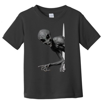 Grey Alien Peaking  Area 51 UFO Abduction Toddler T-Shirt