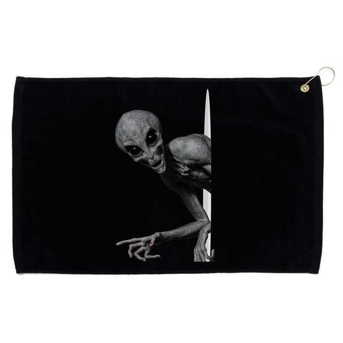 Grey Alien Peaking  Area 51 UFO Abduction Grommeted Golf Towel