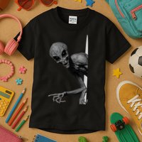 Grey Alien Peaking  Area 51 UFO Abduction Kids T-Shirt