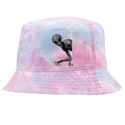 Grey Alien Peaking  Area 51 UFO Abduction Tie-Dyed Bucket Hat