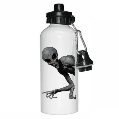 Grey Alien Peaking  Area 51 UFO Abduction Aluminum Water Bottle