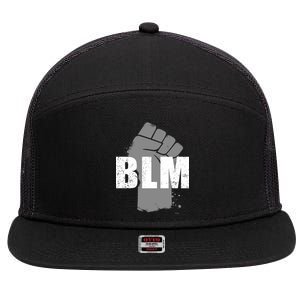 Grey BLM Fist Black Lives Matter 7 Panel Mesh Trucker Snapback Hat