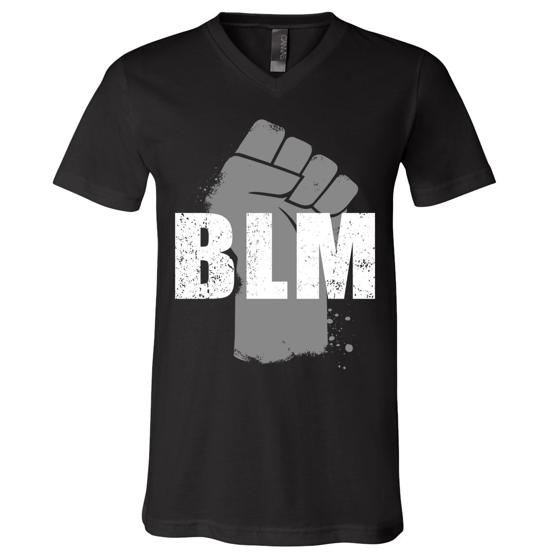Grey BLM Fist Black Lives Matter V-Neck T-Shirt