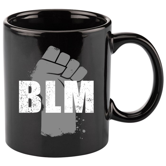 Grey BLM Fist Black Lives Matter 11oz C Handle Ceramic Mug
