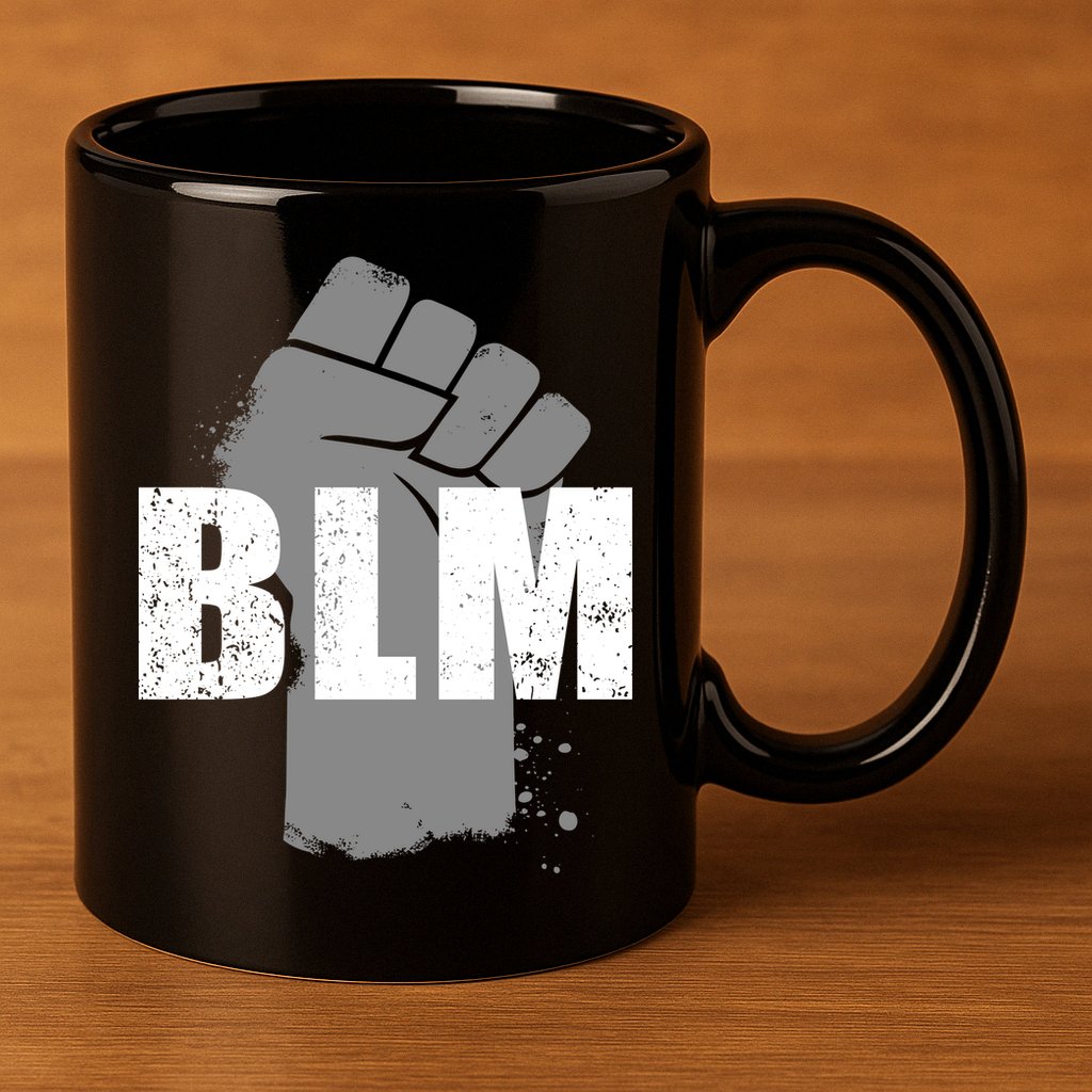 Grey BLM Fist Black Lives Matter 11oz C Handle Ceramic Mug