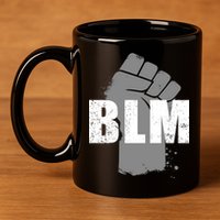 Grey BLM Fist Black Lives Matter 11oz C Handle Ceramic Mug