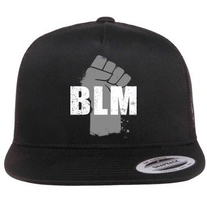 Grey BLM Fist Black Lives Matter Flat Bill Trucker Hat