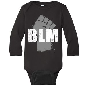 Grey BLM Fist Black Lives Matter Baby Long Sleeve Bodysuit