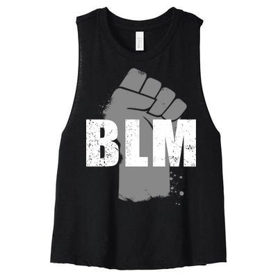 Grey BLM Fist Black Lives Matter Women's Racerback Cropped Tank