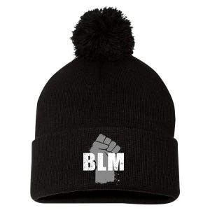 Grey BLM Fist Black Lives Matter Pom Pom 12in Knit Beanie