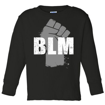 Grey BLM Fist Black Lives Matter Toddler Long Sleeve Shirt