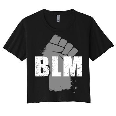 Grey BLM Fist Black Lives Matter Women's Crop Top Tee