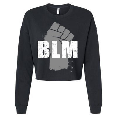 Grey BLM Fist Black Lives Matter Cropped Pullover Crew