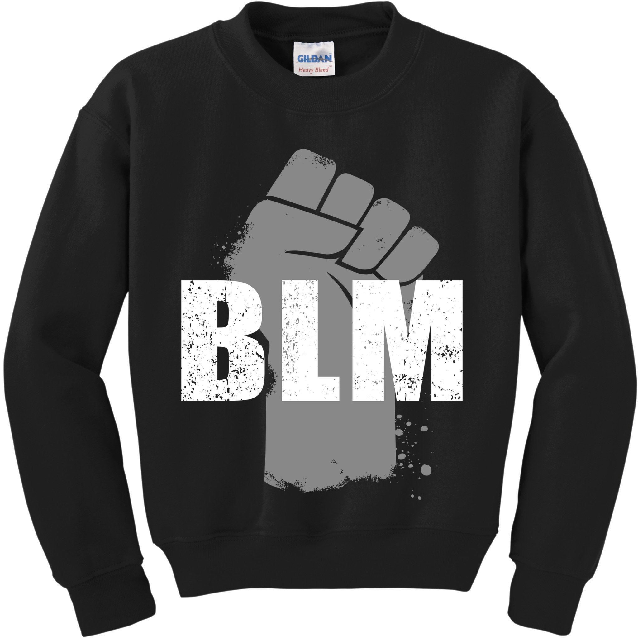 Grey BLM Fist Black Lives Matter Kids Sweatshirt