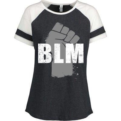 Grey BLM Fist Black Lives Matter Enza Ladies Jersey Colorblock Tee