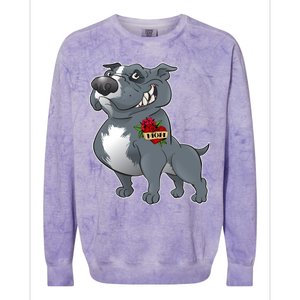 Grey Pitbull I Love Mom Colorblast Crewneck Sweatshirt