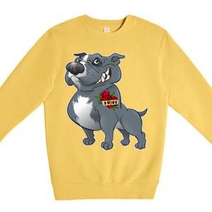 Grey Pitbull I Love Mom Premium Crewneck Sweatshirt