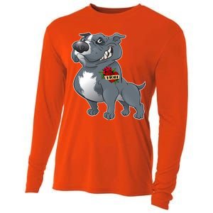 Grey Pitbull I Love Mom Cooling Performance Long Sleeve Crew