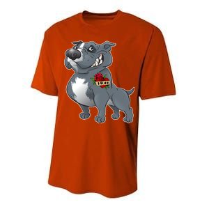 Grey Pitbull I Love Mom Performance Sprint T-Shirt