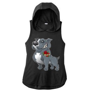 Grey Pitbull I Love Mom Ladies PosiCharge Tri-Blend Wicking Draft Hoodie Tank