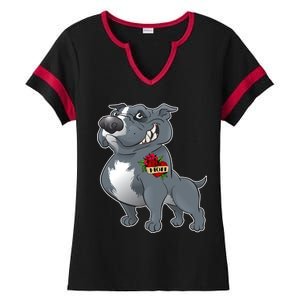 Grey Pitbull I Love Mom Ladies Halftime Notch Neck Tee