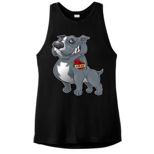 Grey Pitbull I Love Mom Ladies PosiCharge Tri-Blend Wicking Tank