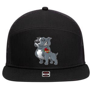 Grey Pitbull I Love Mom 7 Panel Mesh Trucker Snapback Hat