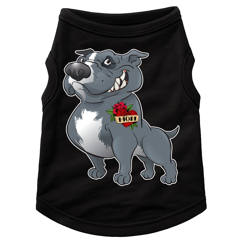 Grey Pitbull I Love Mom Doggie Tank