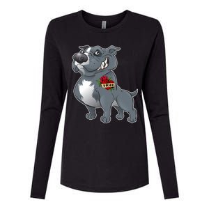 Grey Pitbull I Love Mom Womens Cotton Relaxed Long Sleeve T-Shirt